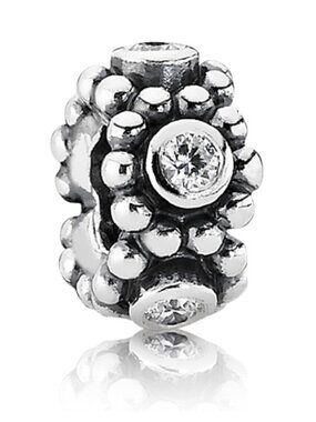 PANDORA Her Majesty Spacer Authentic Sterling Silver Clear Zirconia Charm